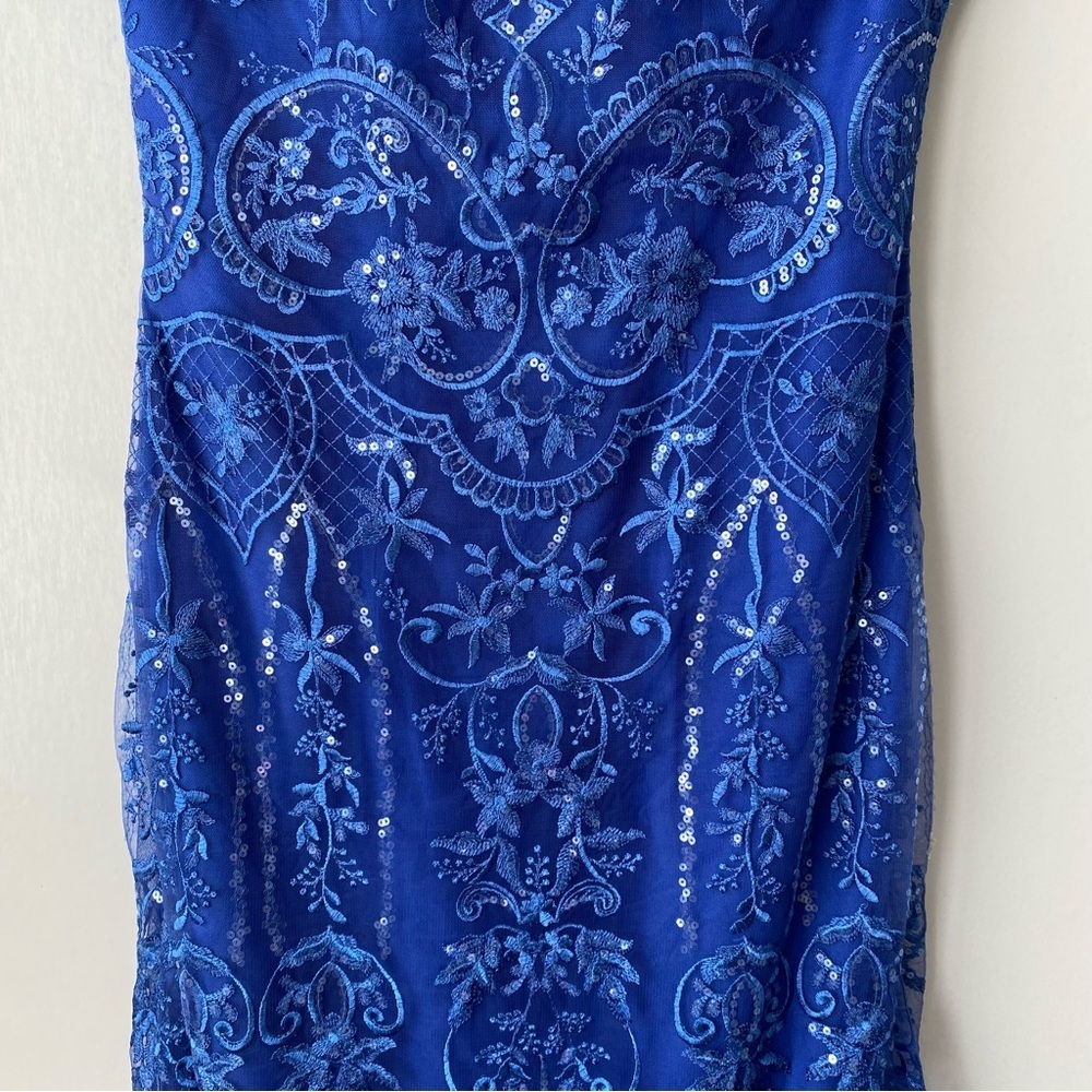 NWT JJ's House A-line Boat Neck Ankle-Length Lace Evening Dress With Sequins 10 - Picture 7 of 15